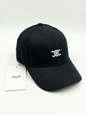 🔥NWT‼️✨CELINE✨ Authentic Black Triomphe Baseball Cap - Unisex / Women / Men